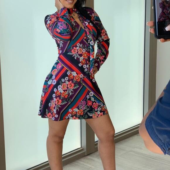 parker madison stripe floral shift dress size 8 - Picture 3 of 9